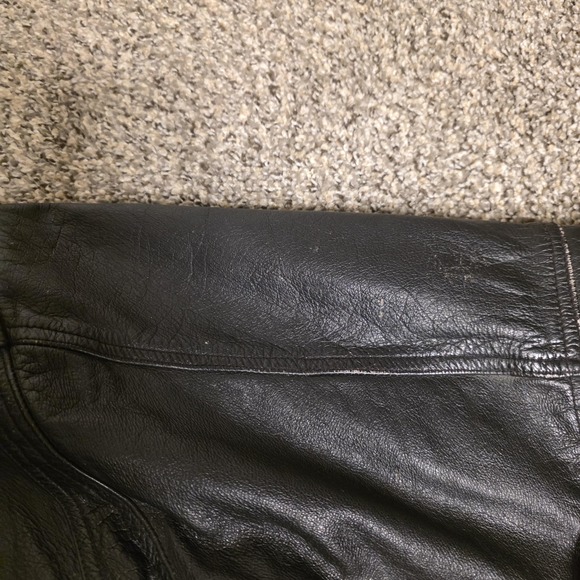 Phoenix Jacket Mens 44 Black Leather Motorcycle Bomber Elastic Waist Zip Pockets - Picture 7 of 16